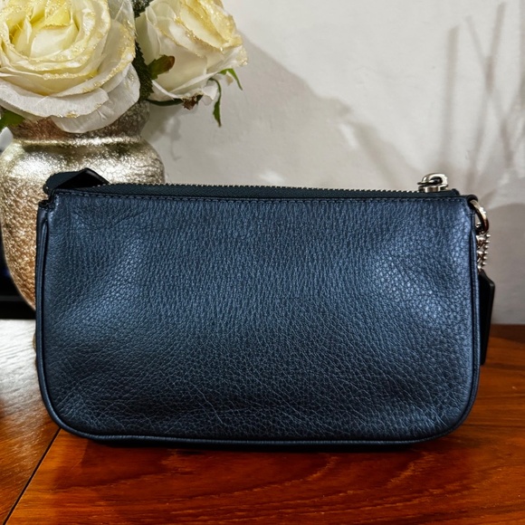 Coach F53340 Pebbled Leather Metallic Blue Large Wristlet/Convertible Mini Bag - Picture 5 of 11